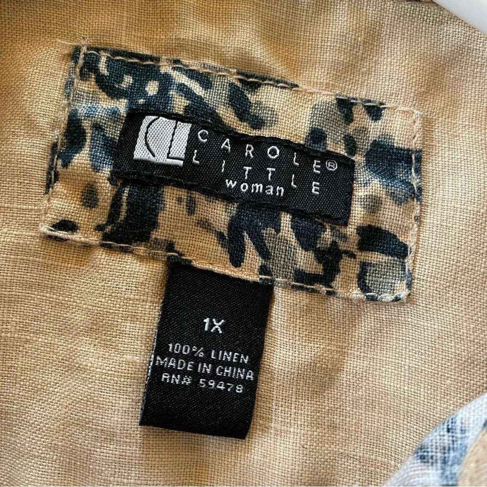 Carole Little Vintage Linen Jacket Womens Plus Size 1X Cream Blue Paisley Print - Picture 7 of 11